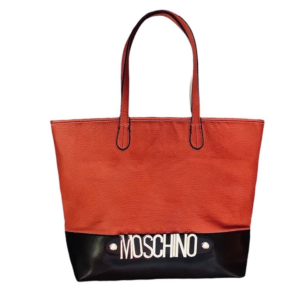 MOSCHINO Leather Tote in Red & Black. Excellent Condition.
